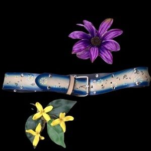 Floral Blue and Tan Belt Size 27